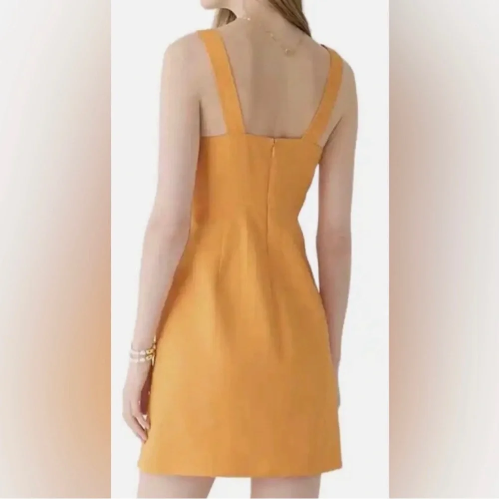 J. Crew Square neck linen blend dress in Coastal Sunset Size 4 Tall